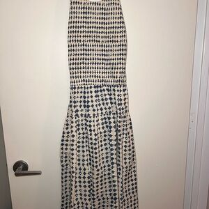 Madewell Petite Halter Tiered Midi Dress in Shibori Printing